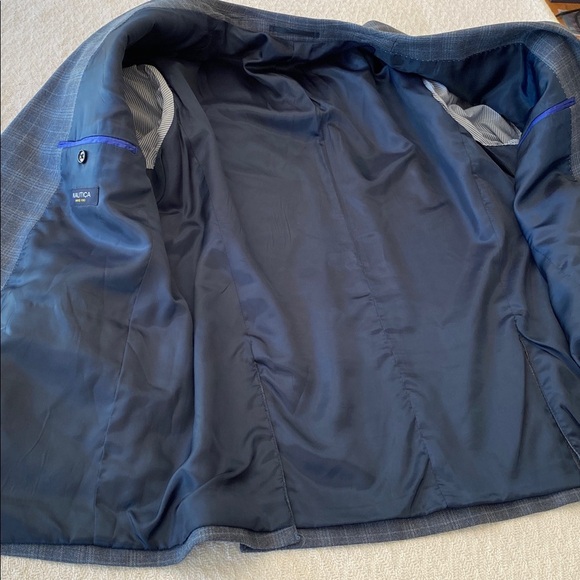 Nautica Wool Silk Blue plaid blazer coat men’s Grandpacore preppy academia - Picture 13 of 14